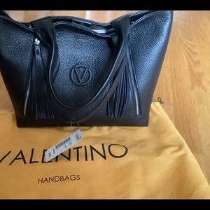 Valentino Big Leather Shoulder Tote Bag